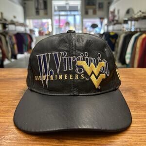 Vintage 90’s WVU Black Leather Hat